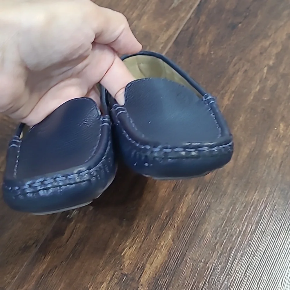 Janie and Jack Navy Blue Leather Slip-On Loafers Size 11 Kids